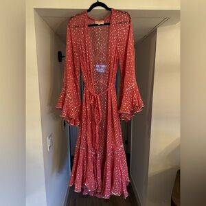 Rococo Sand Pink Polka Dot Kaftan/Cover Up